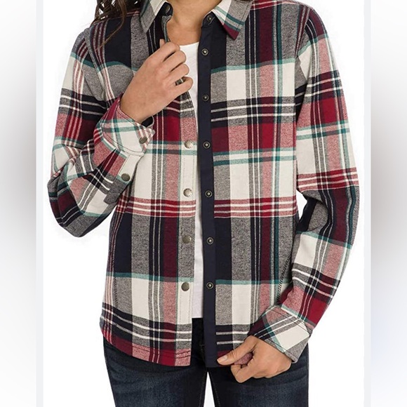 ORVIS womens size  large fleece lined button down flannel pinnacle top - Picture 1 of 9